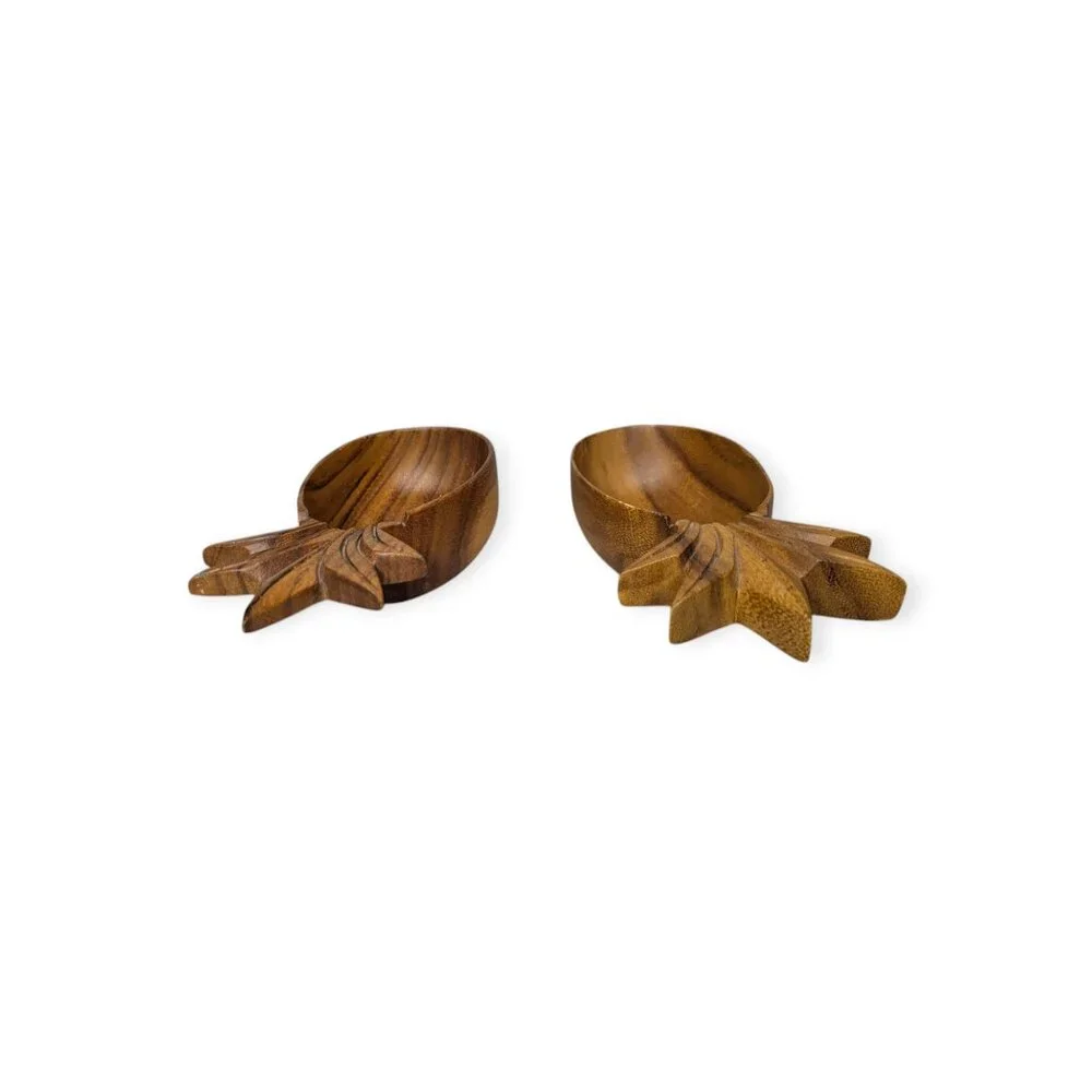Vintage Monkey Pod Wood Carved Pineapple Shaped Wooden Bowls/Dishes Set …